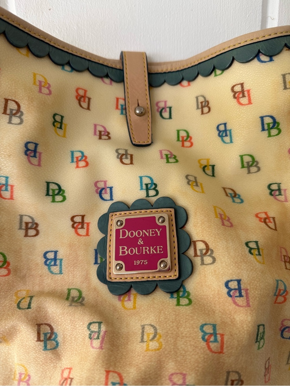 Dooney & Bourke Cream Multicolor Logo Bucket Shoulder Bag - Picture 3 of 8